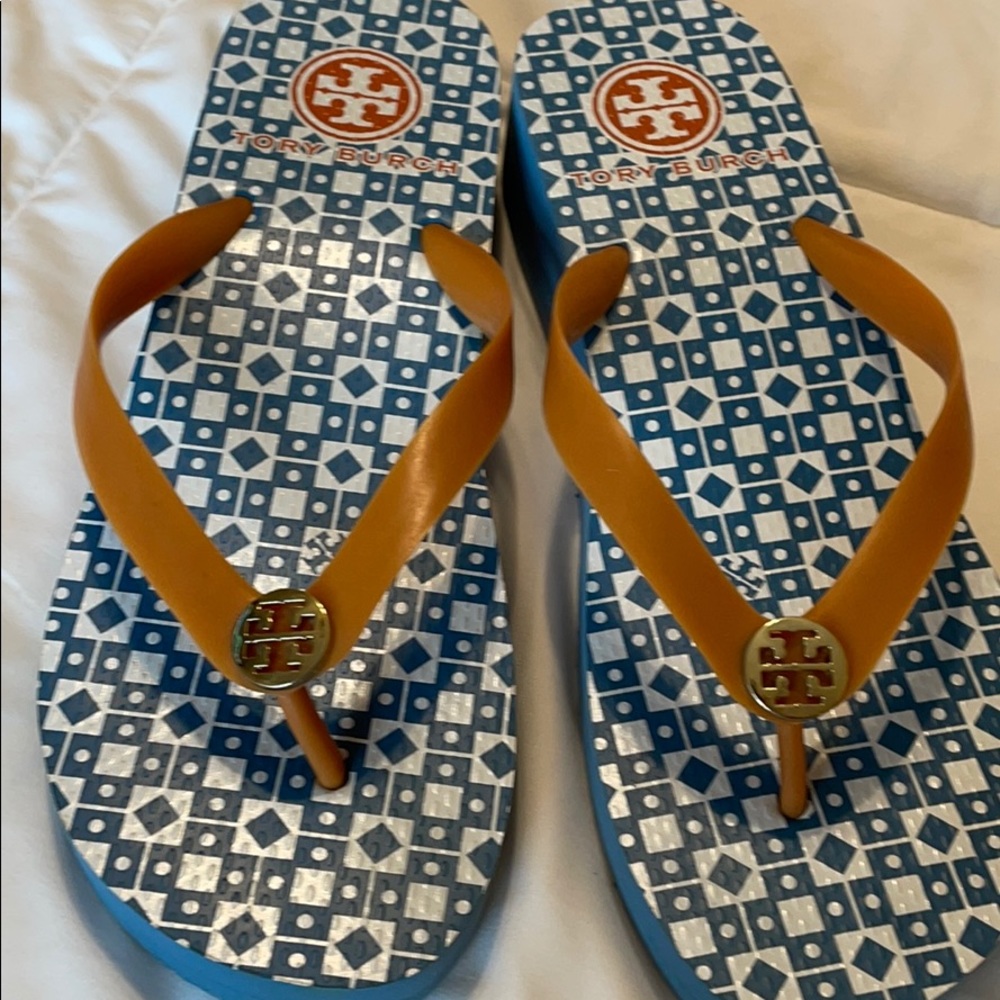 Tory Burch wedge flip flops size 9